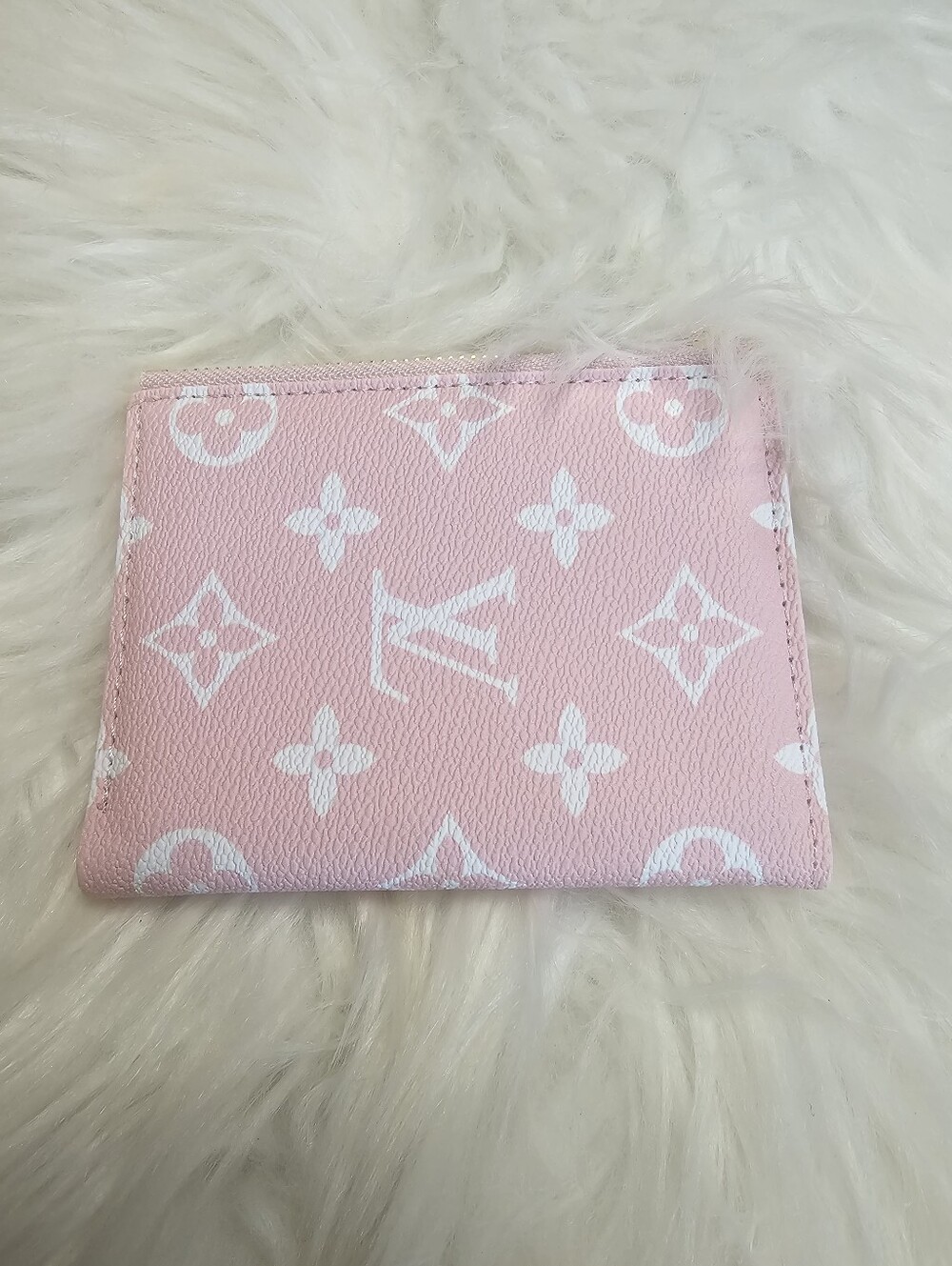 Pink and White Slim Wallet With Coin Pouch - Picture 7 of 7
